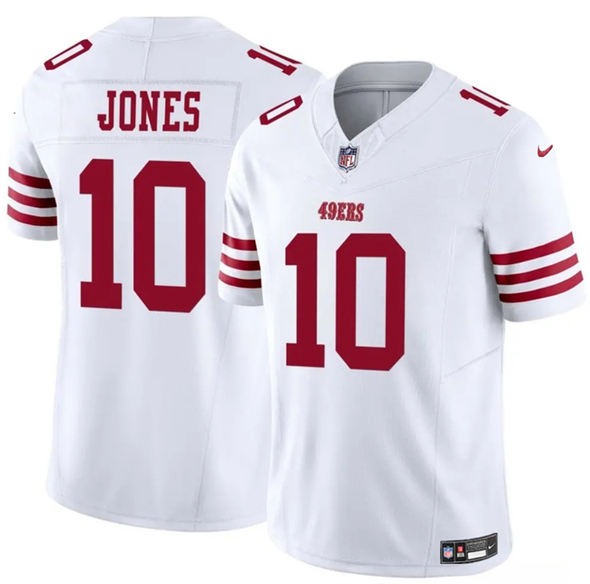 Men's White San Francisco 49ers #10 Mac Jones 2025 F.U.S.E. Vapor Untouchable Limited Stitched Football Jersey